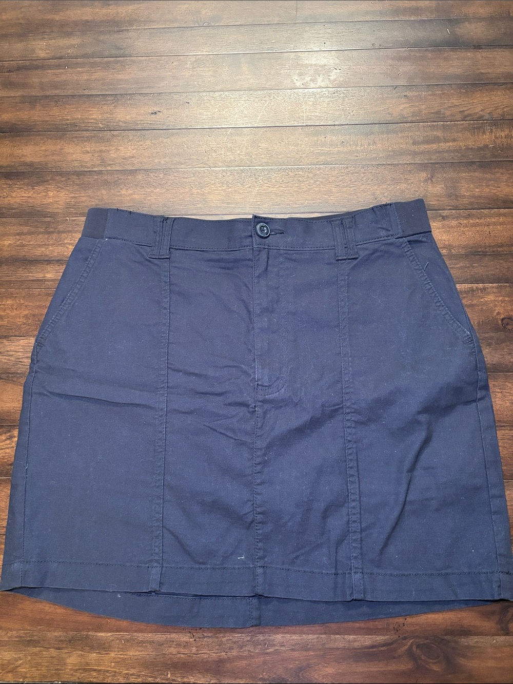 Worn Once Lee Black Mini Skirt with Front Seam Panels